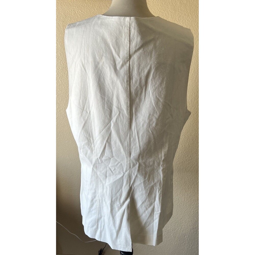 GAP Linen-Blend White  Vest Sleeveless V Neck Blazer Women’s XL Tall - Picture 2 of 7